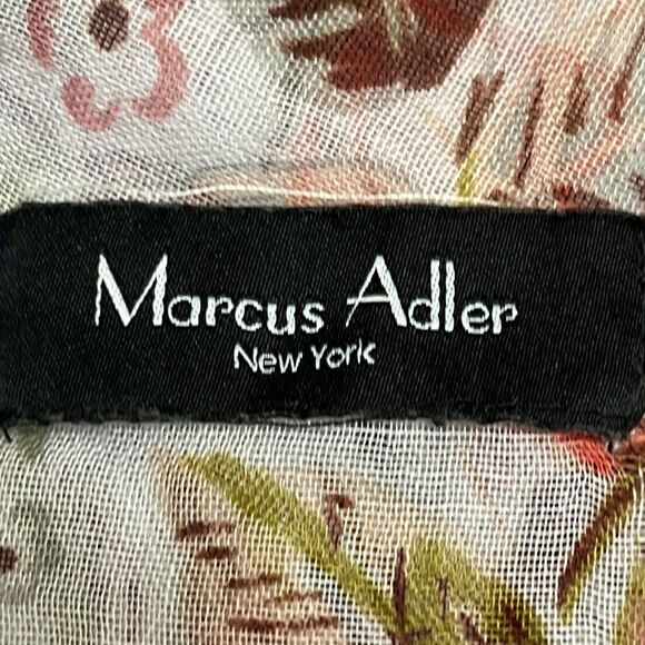 Marcus Adler New York Floral Large White Fashion Scarf with Frayed Edges- OS - Picture 10 of 14
